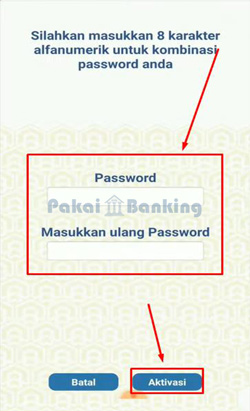 10. Masukan password baru BTN Mobile