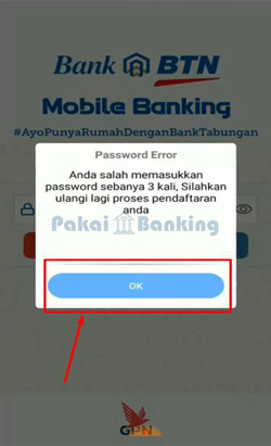 4. Konfirmasi lupa password BTN Mobile
