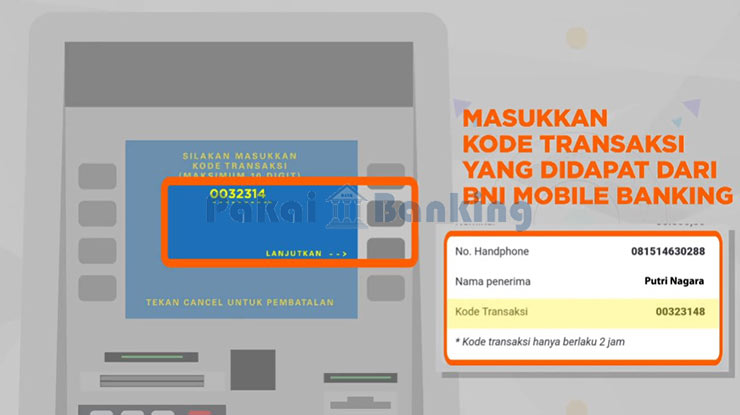 Masukan Kode Transaksi Tarik Tunai Tanpa Kartu ATM BNI