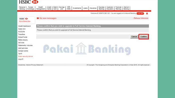 Pilih Confirm Untuk Cara Daftar Internet Banking HSBC