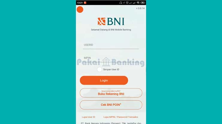 Login Aplikasi BNI M Banking Untuk Cara Bayar Indihome