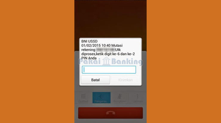 Masukan PIN SMS Banking BNI Untuk Cara Cek Mutasi