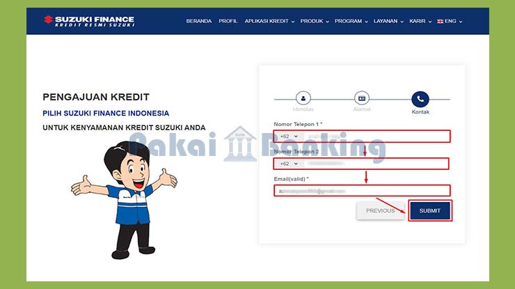 Masukkan Informasi Kontak Untuk Mengajukan Pinjaman di Suzuki Finance