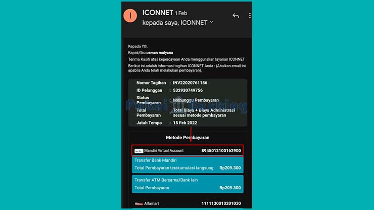 Dapatkan Kode VA Bayar Iconnet