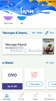 klik Bagian Tabungan atau Kartu ATM