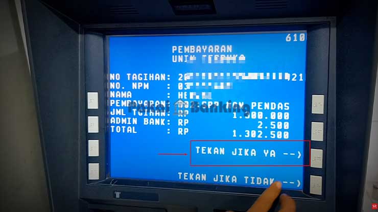 Konfirmasi Pembayaran UKT UT di ATM BRI
